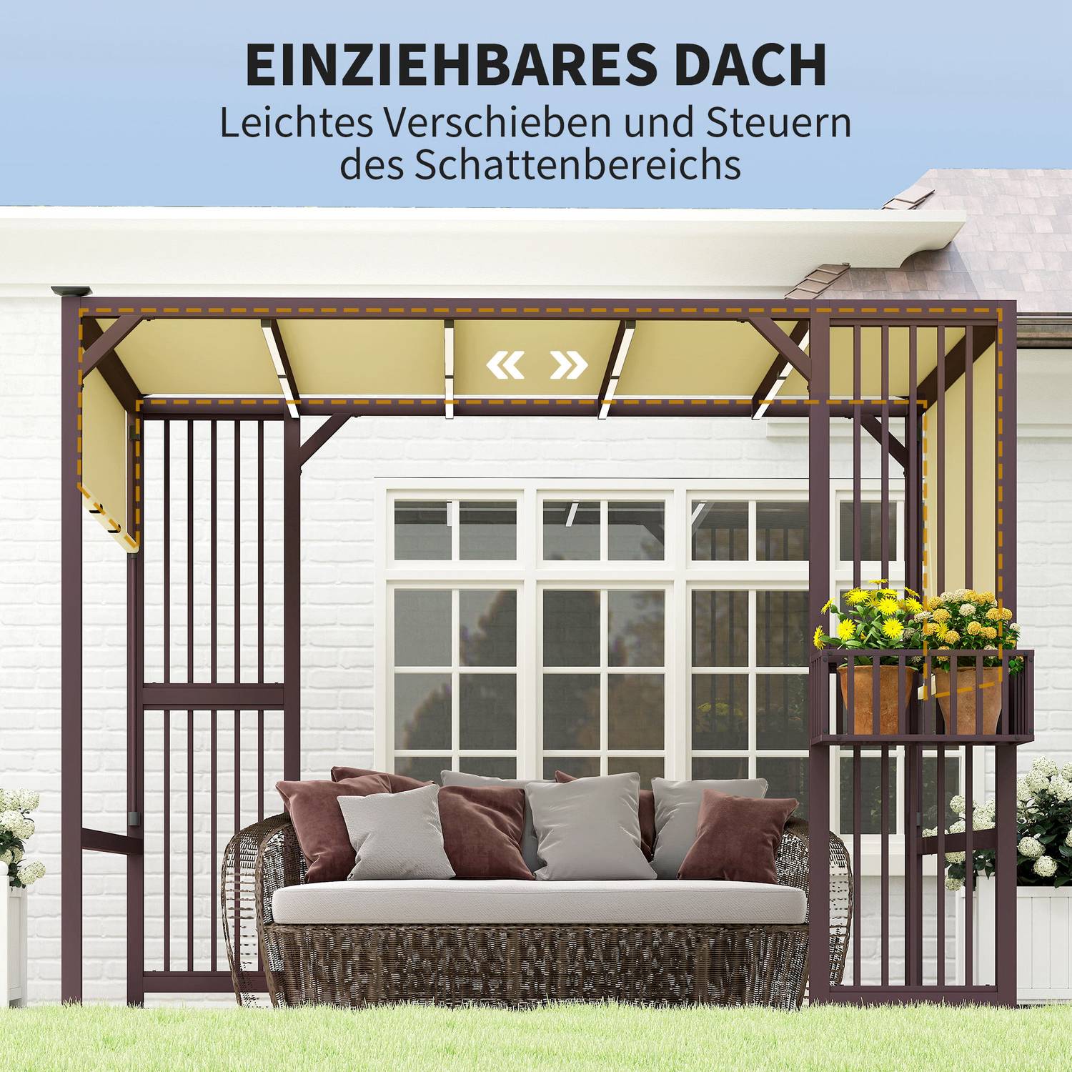 Fristående Pergola Gazebo 3x2,5m med justerbart tak