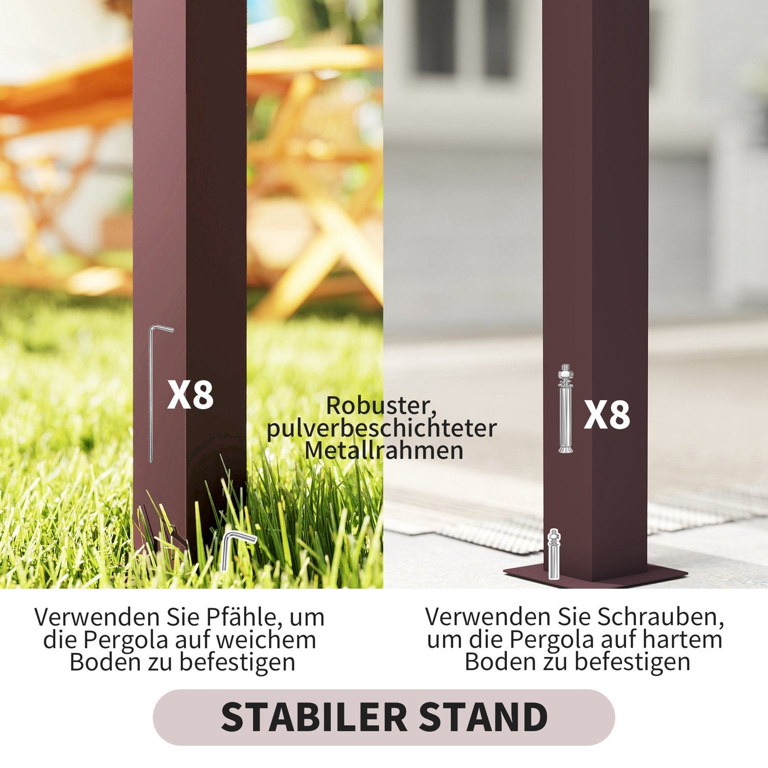 Fristående Pergola Gazebo 3x2,5m med justerbart tak