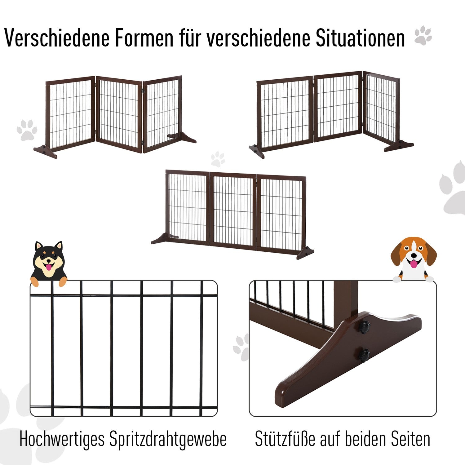 Fristående Pine Dog Gate Barrier, Brun, 185x36x71 cm