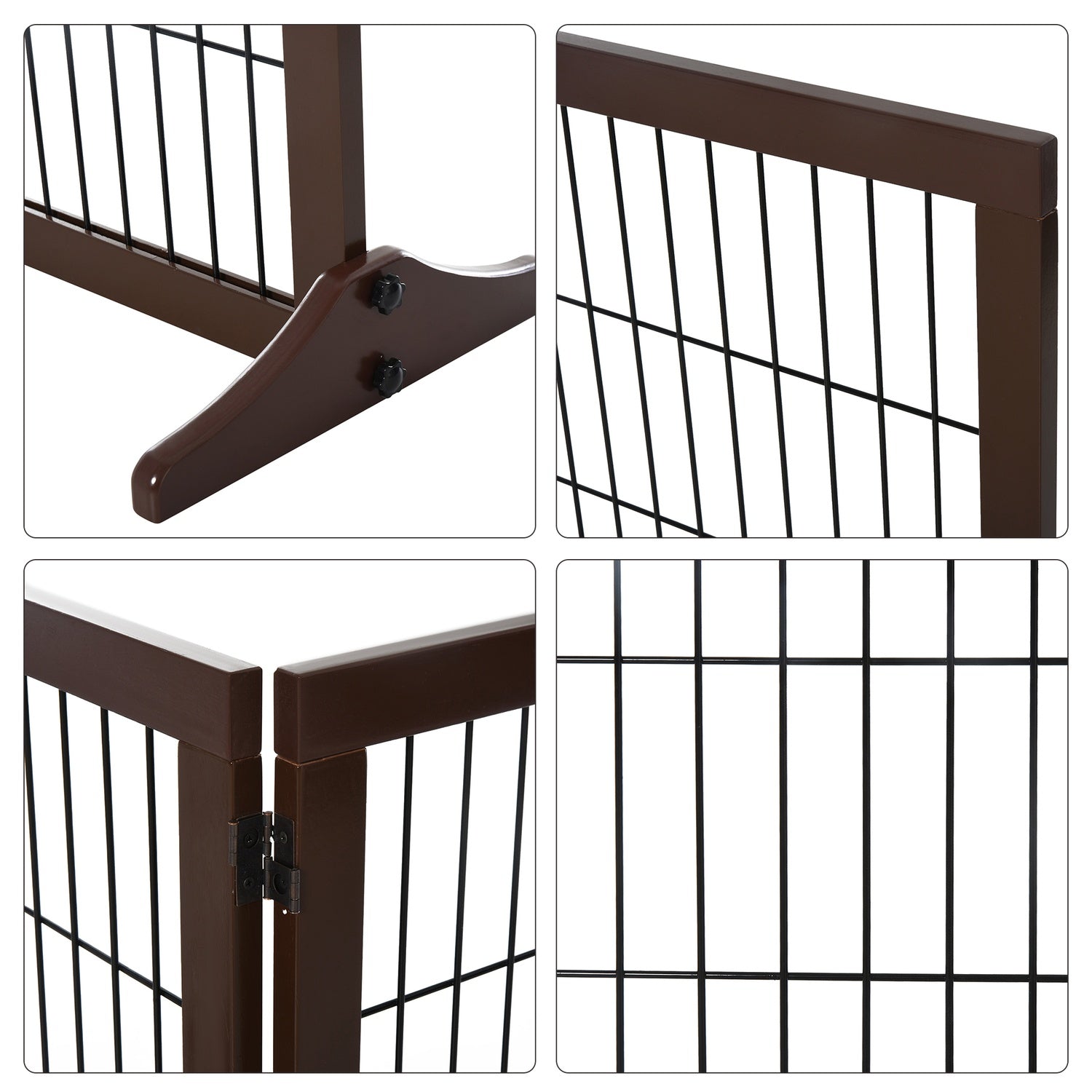 Fristående Pine Dog Gate Barrier, Brun, 185x36x71 cm