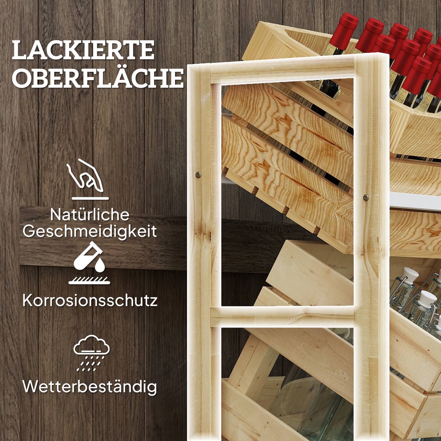 Fristående låda i trä, rymmer 3, 150 kg kapacitet