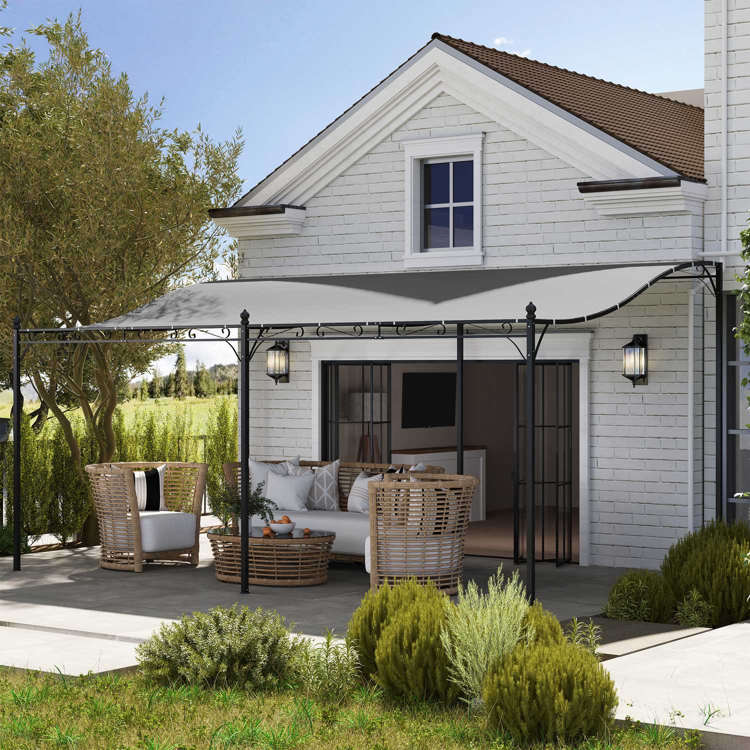 Fristående trädgårdspaviljong med vattenavvisande tak, 3x5 m