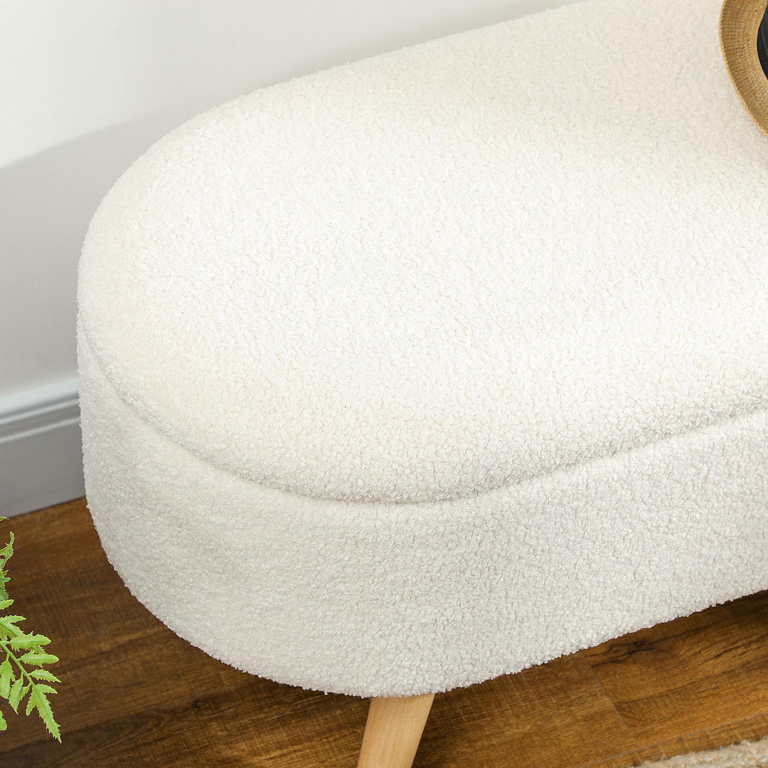 Förvaringsbänk med lock, Klädd Teddy Sammet, 82x41x45 cm