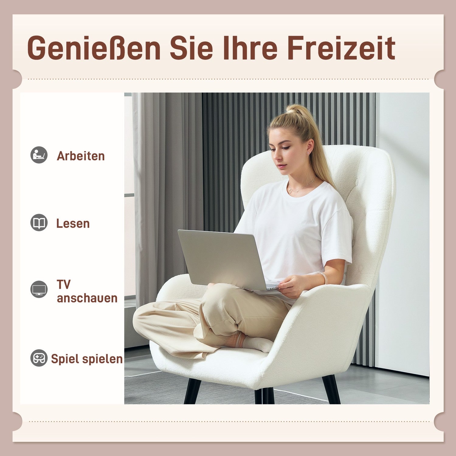 Fåtölj Loungestol med Teddytyg och svankstöd