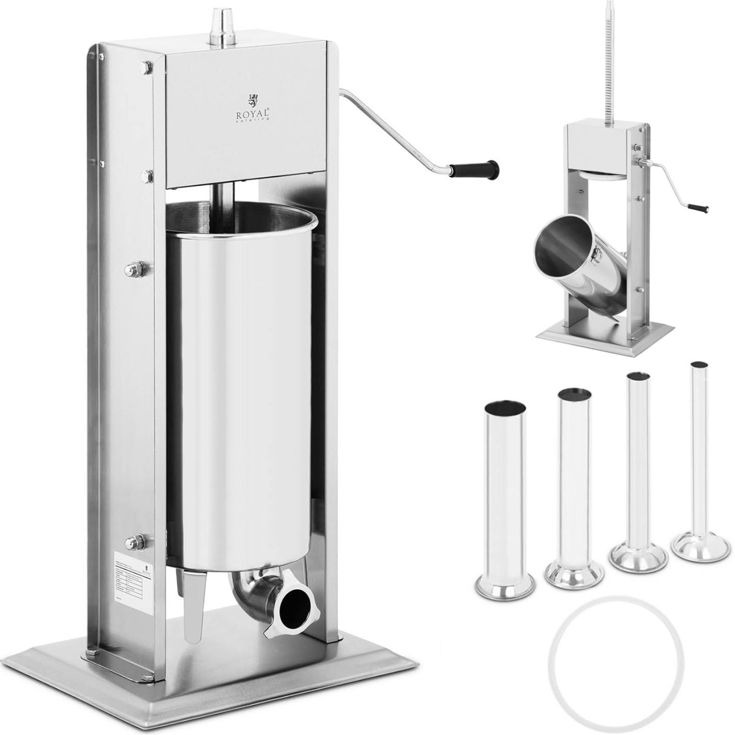 Fyllmedel, korvstoppare, vertikalt, manuellt, 15 l + 4 trattar