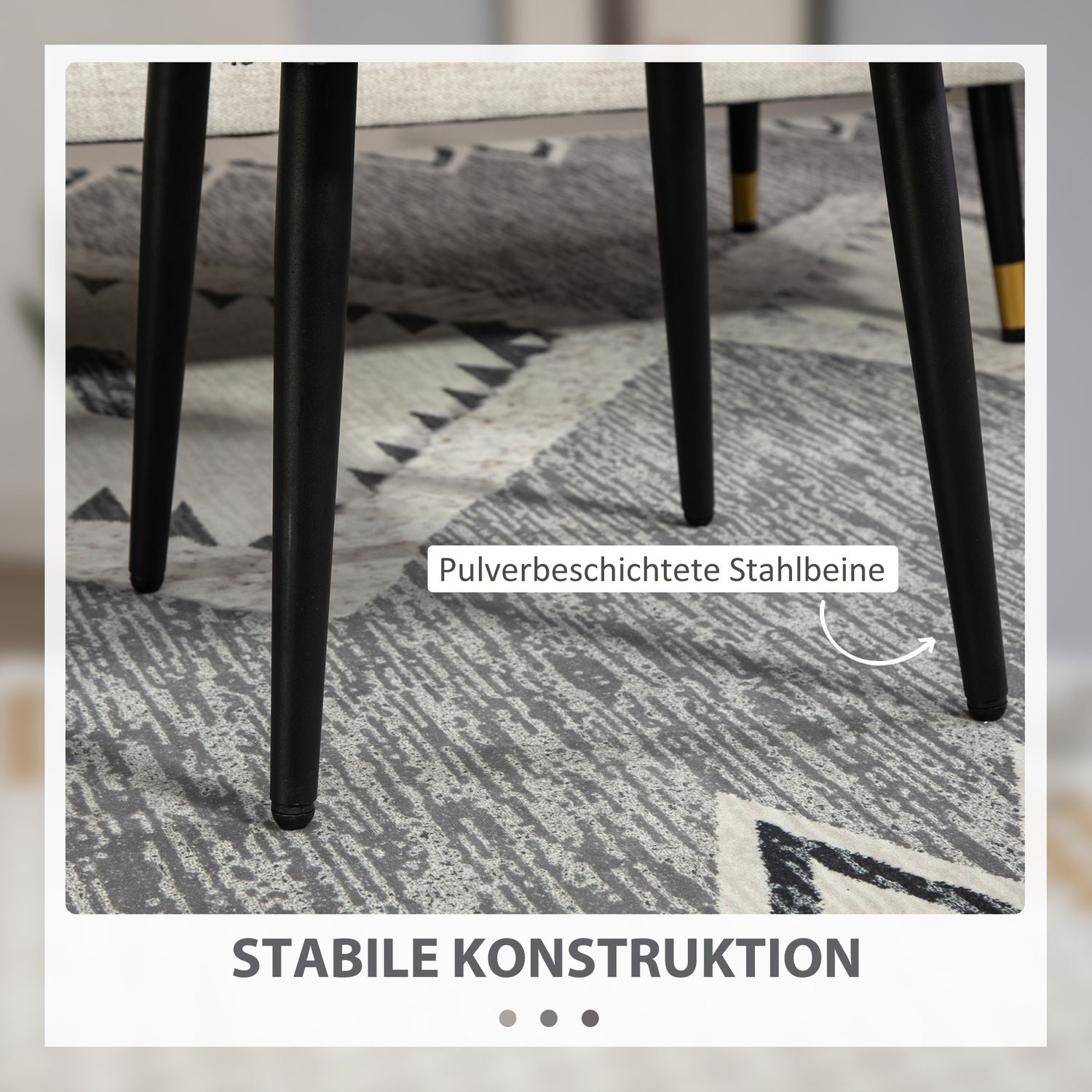 Fyrkantig fotpall, kashmirlook, stålben, mörkgrå