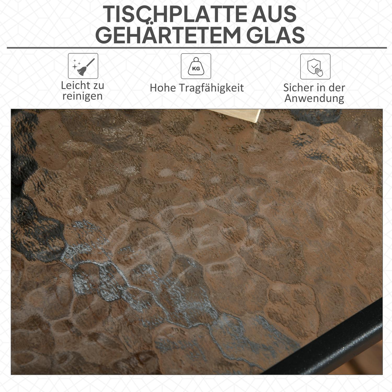 Fyrkantigt trädgårdsbord i metall, 76x76 cm, väderbeständigt, svart