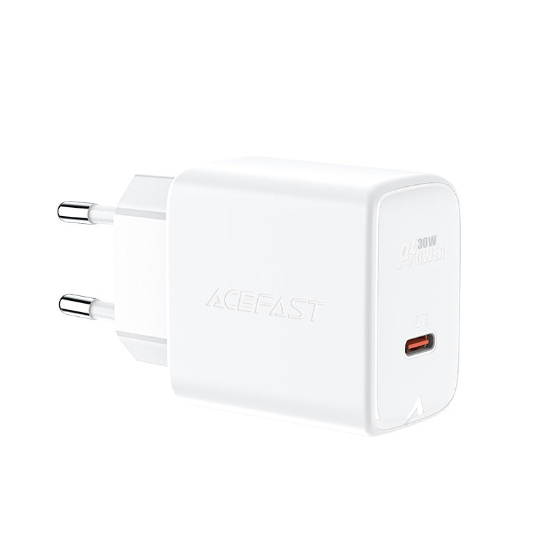 GaN USB-C 30W PD QC 3.0 AFC FCP nätverksladdare vit