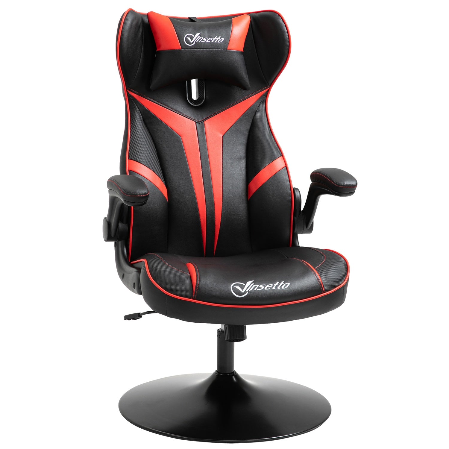 Ergonomisk spelstol med rocker, svart & rött stål