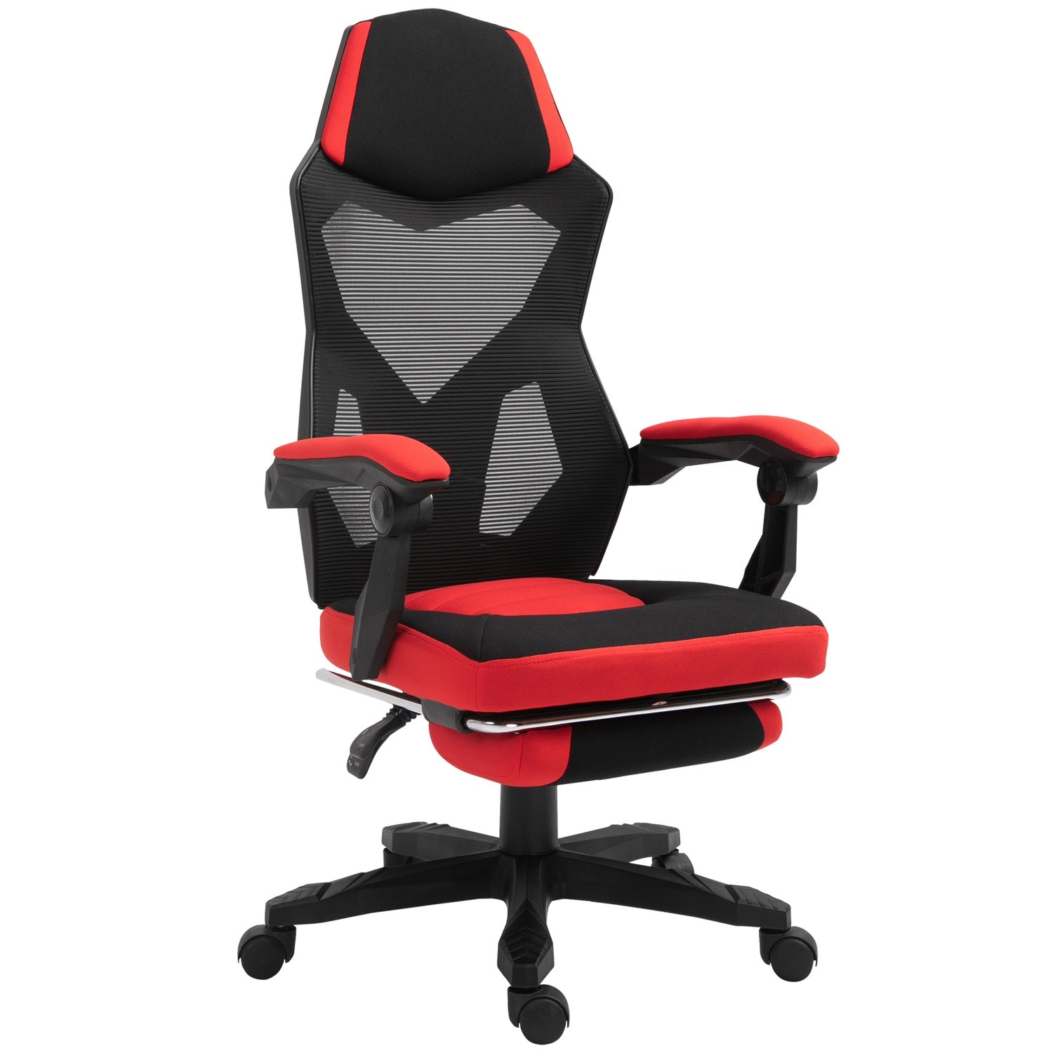 Gaming Chair – Ergonomisk kontorsstol med fotstöd, svart & rött