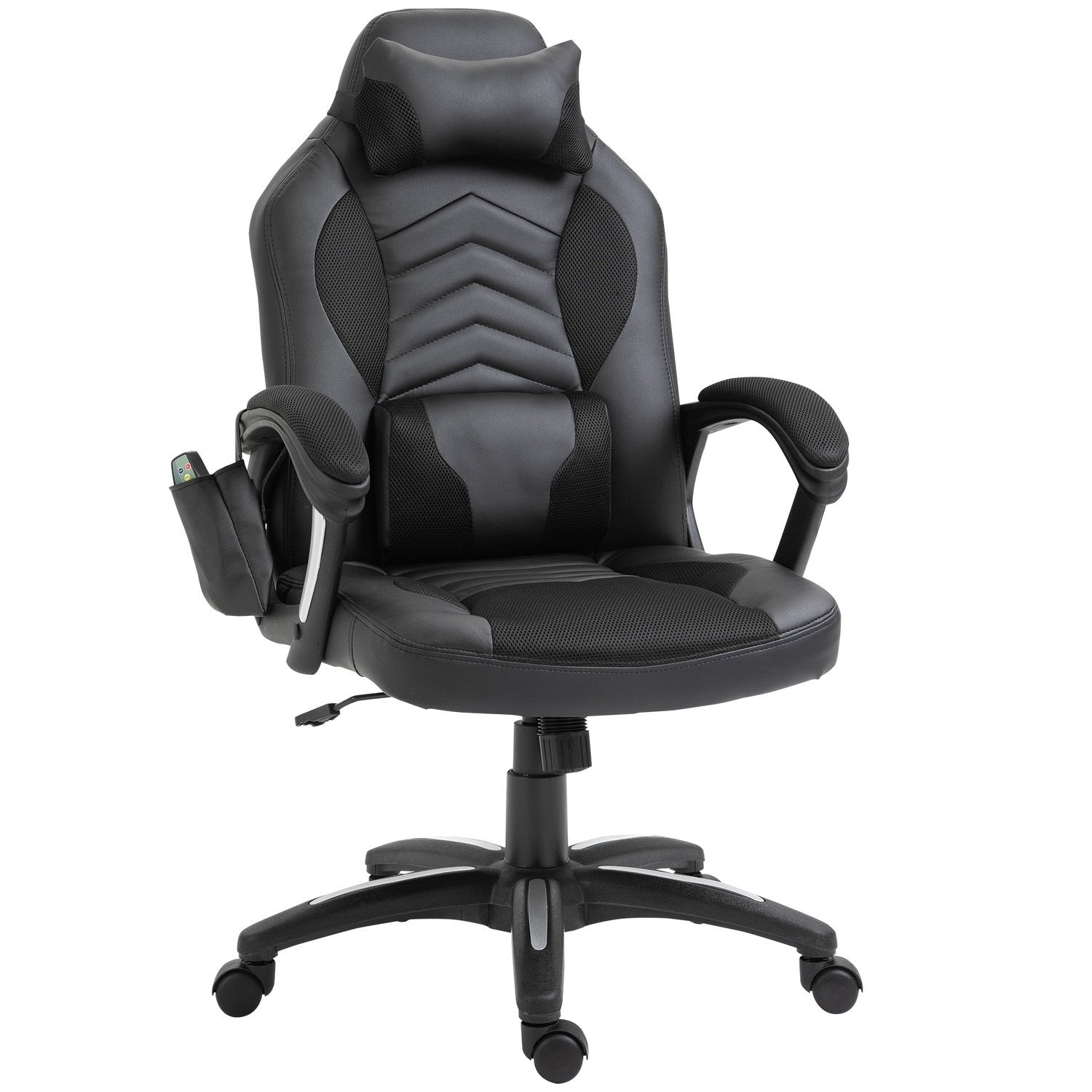 Gaming Chair Kontorsstol Med Värmefunktion 6 Vibrationspunkter Ergonomisk Snurrstol Massagestol Konstläder Svart B68 X D69 X H (108-117) Cm