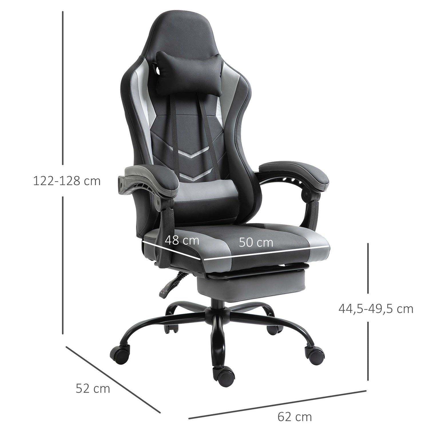 Ergonomisk spelstol, justerbart nackstöd & svankstöd