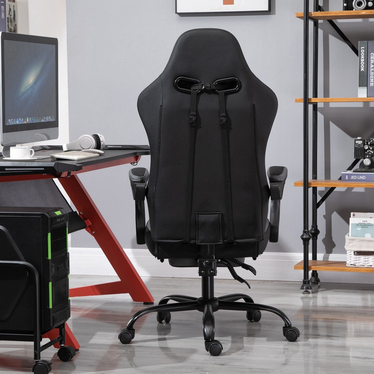 Ergonomisk spelstol, justerbart nackstöd & svankstöd