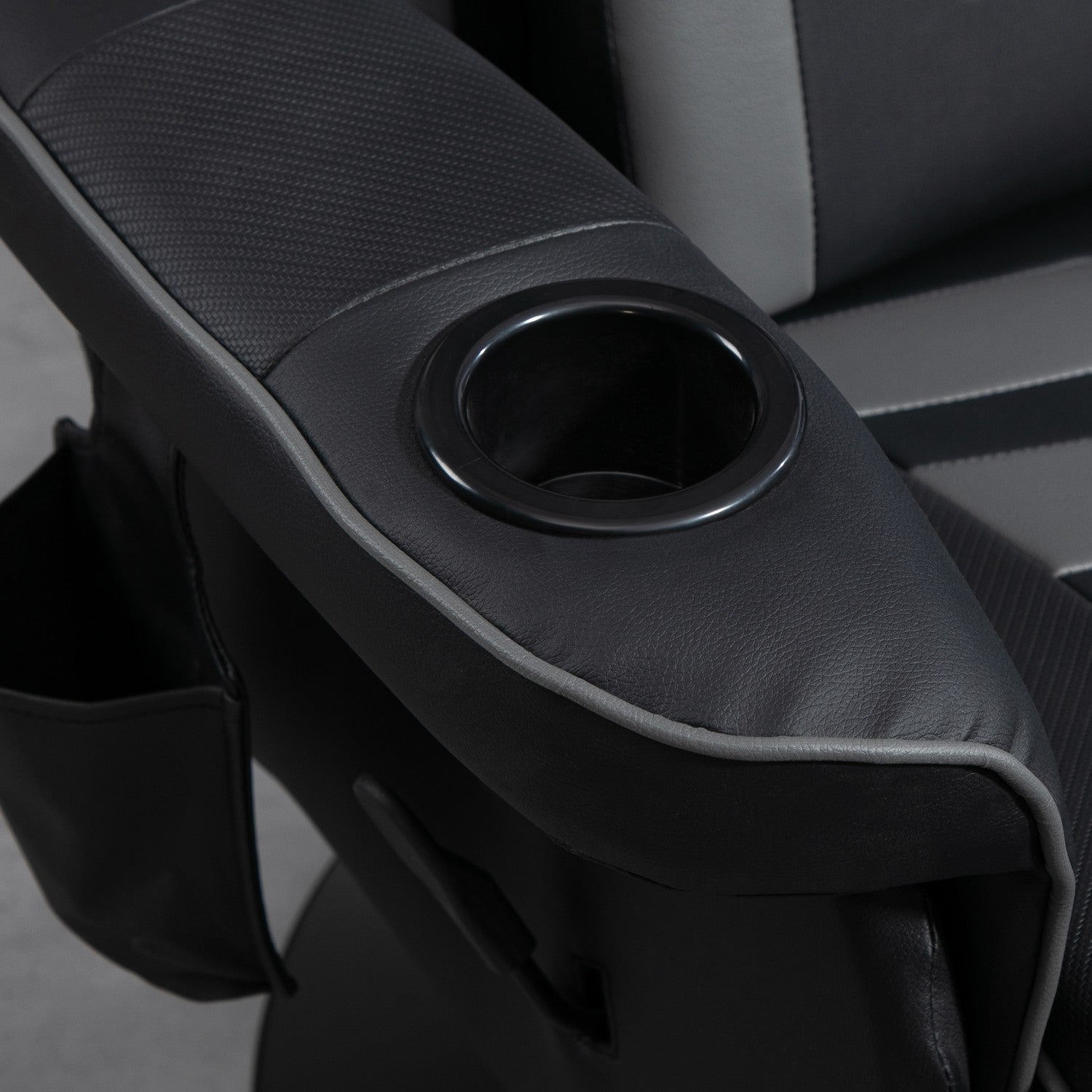 Gamingstol med fotstöd & massage, grått läder