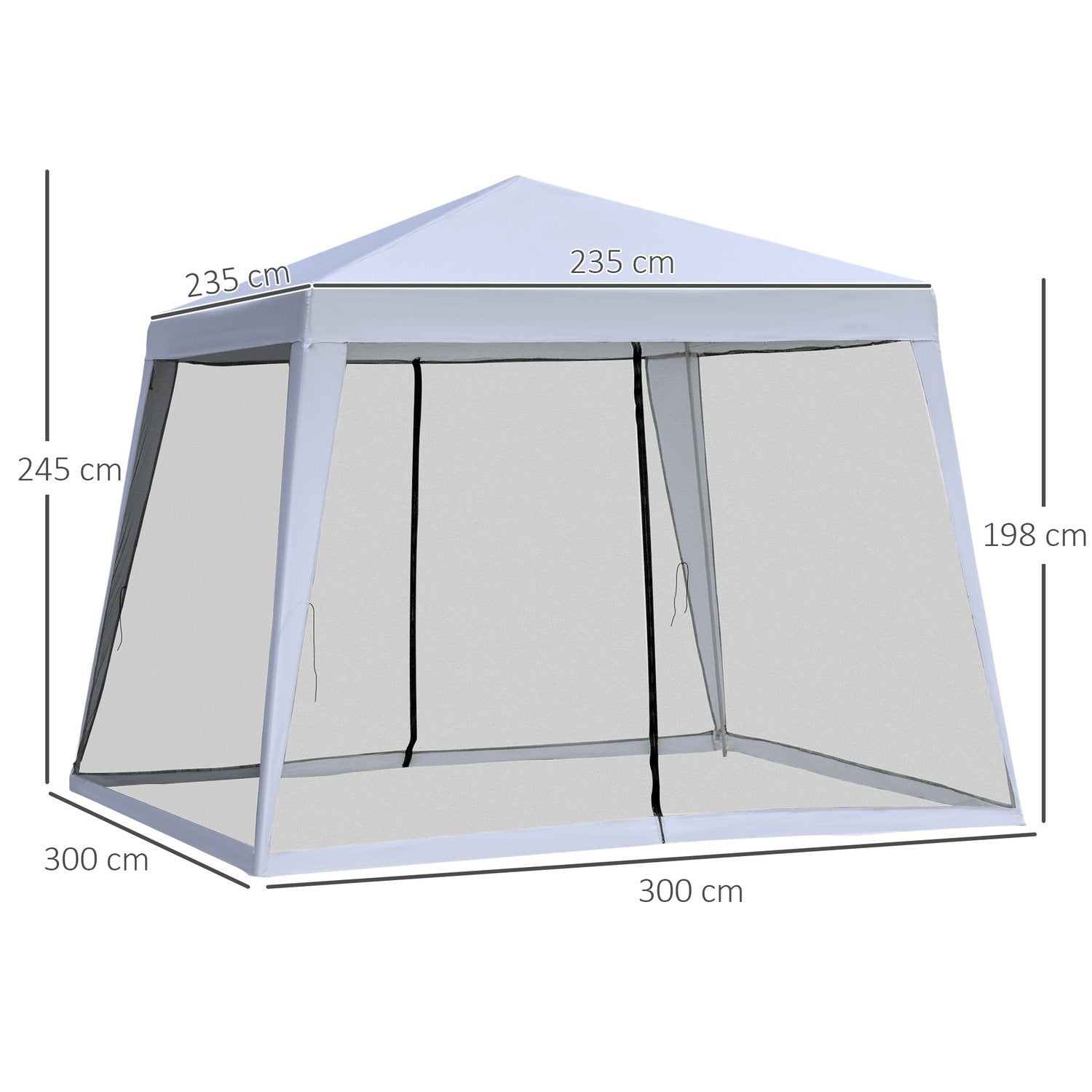 Garden Gazebo Pavilion Marquee Partytält Väderbeständigt Tält Med Myggnät Metall + Polyestergrå 3 X 3 M