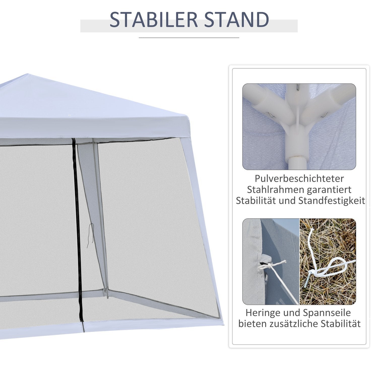 Garden Gazebo Pavilion Marquee Partytält Väderbeständigt Tält Med Myggnät Metall + Polyestergrå 3 X 3 M