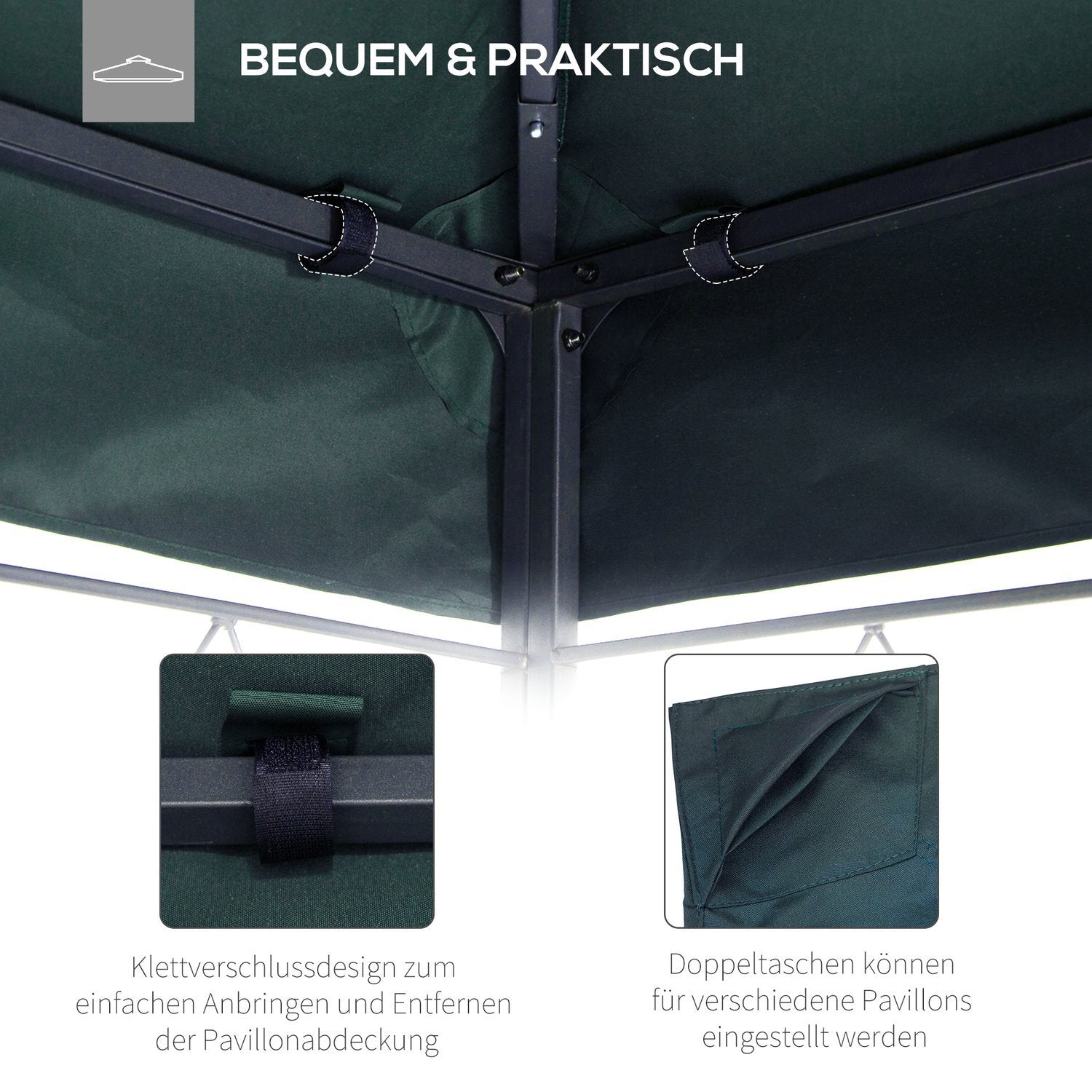 Ersättningstak Gazebo Roof Garden Gazebo Polyester 3X4M Kolgrå