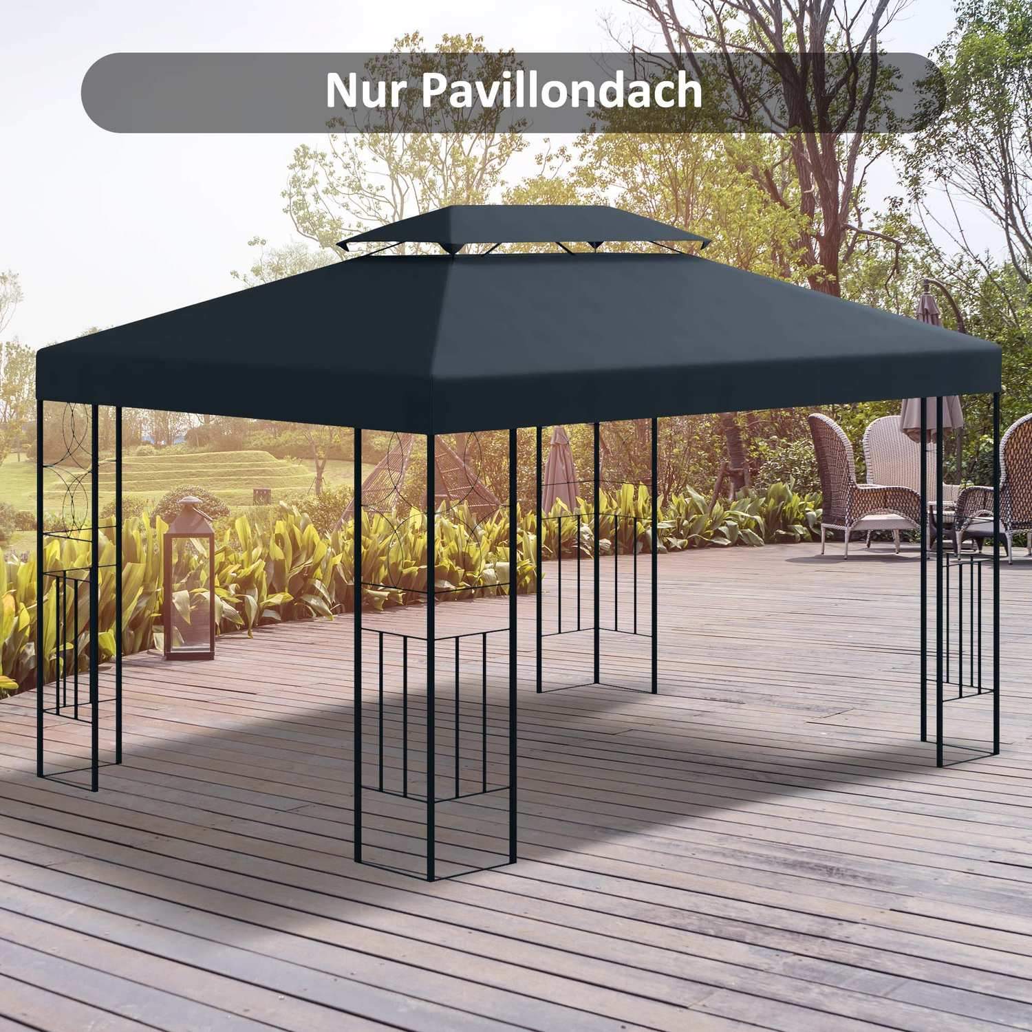 Ersättningstak Gazebo Roof Garden Gazebo Polyester 3X4M Kolgrå