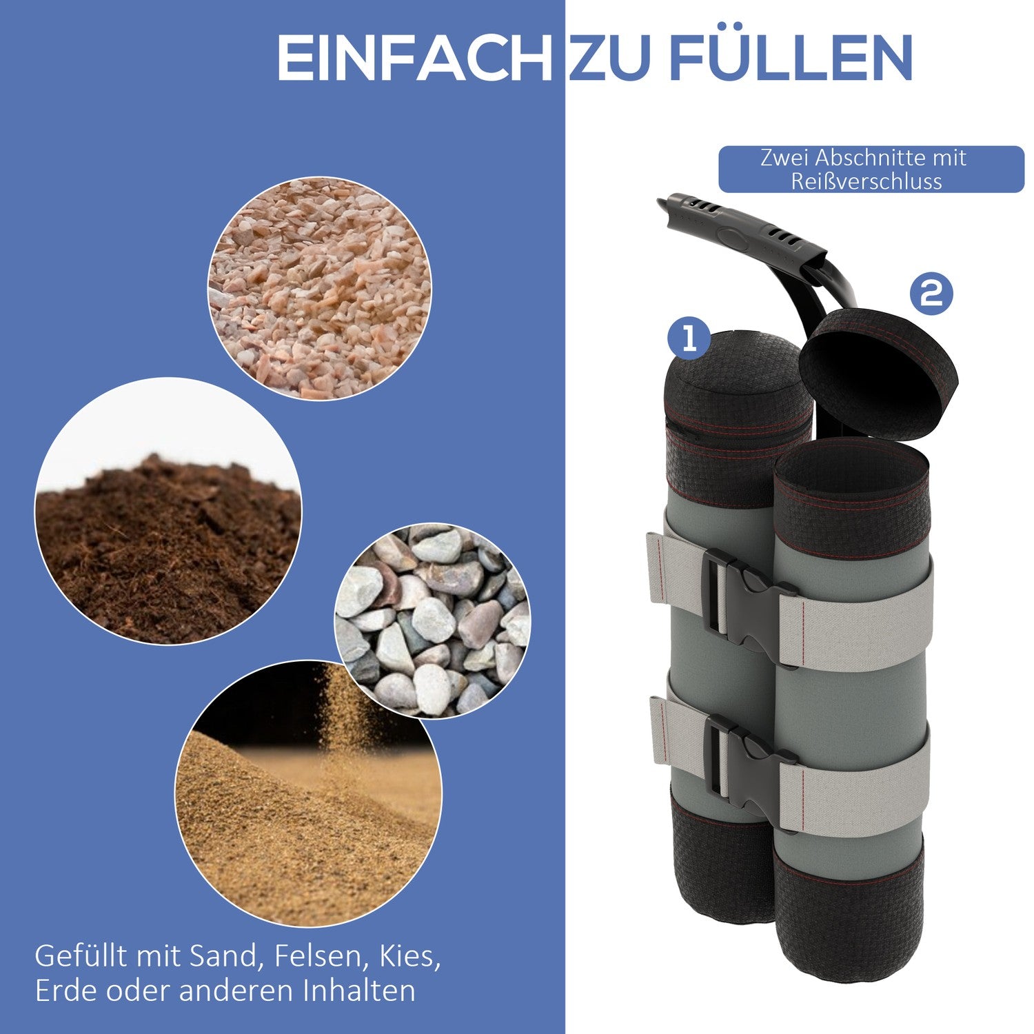 Gazebo Sandbag Weights - Set med 4, Oxford-tyg, grå