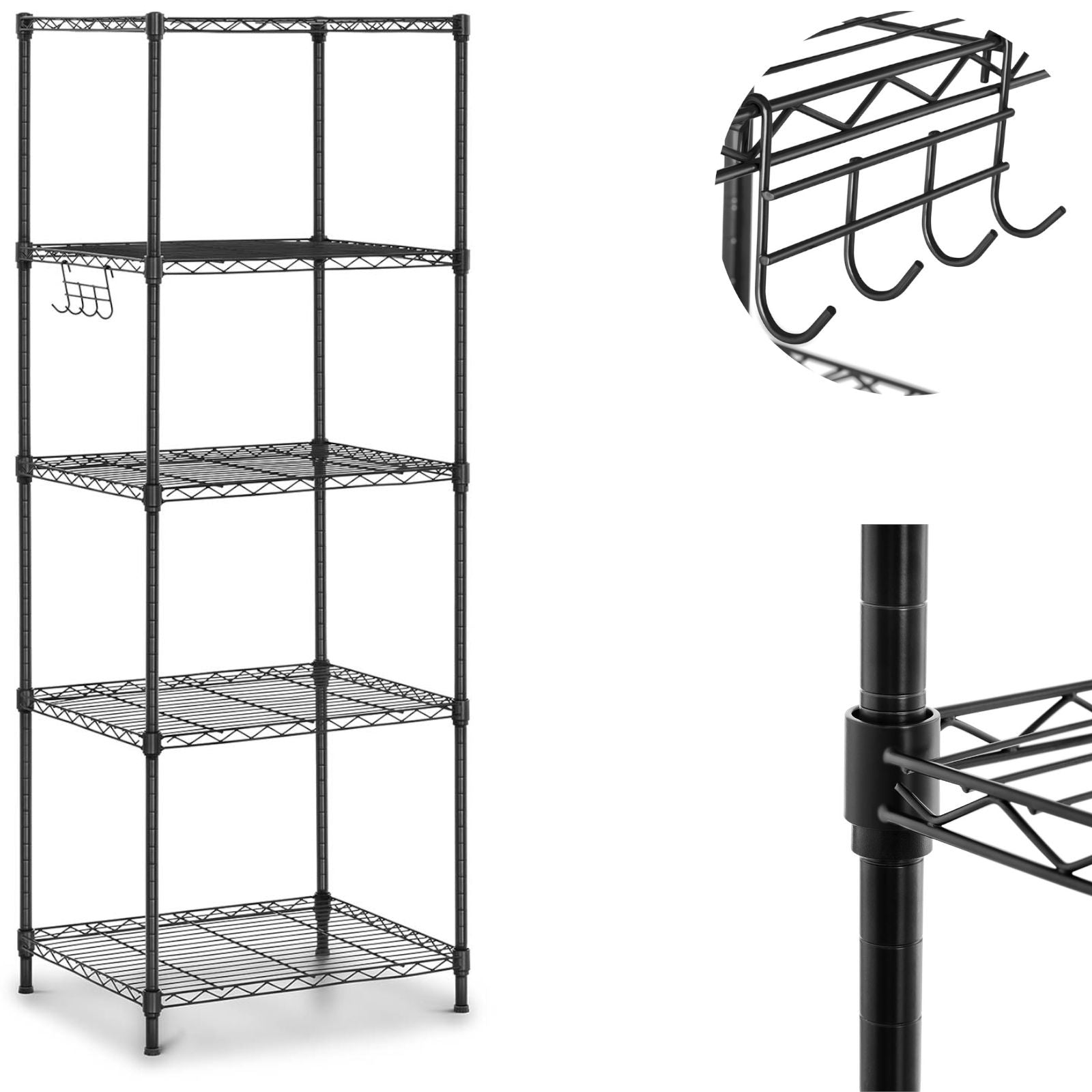 Genombruten trådlagerställ med 5 hyllplan 55 x 44,5 x 150 cm upp till 150 kg