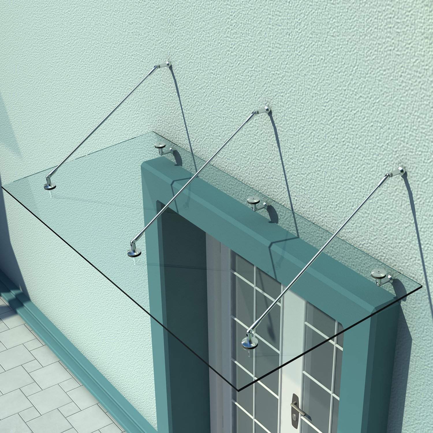 Glaskapell - Säkerhetsglas, Rostfritt Stål, 200x90 cm