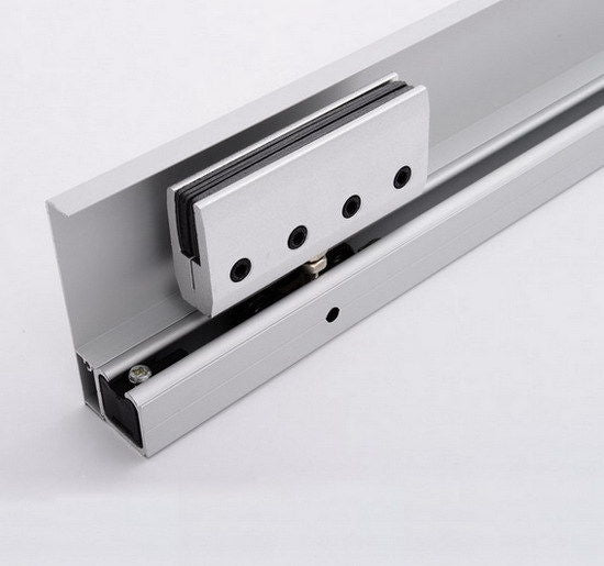 Glas skjutdörrsset med handtag, satinfinish, 2050x900mm