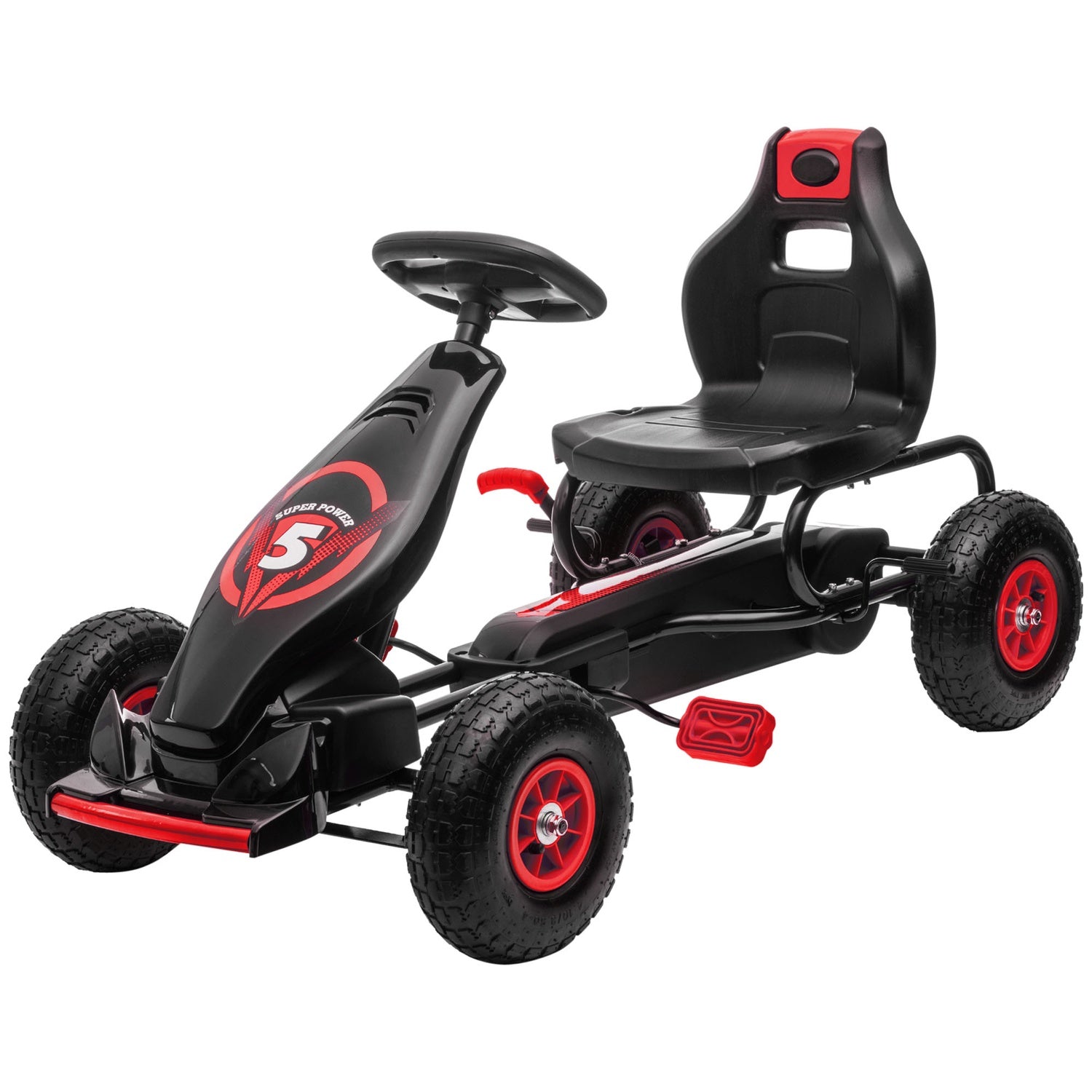 Pedal Go-Kart för barn, justerbar sits, gummidäck