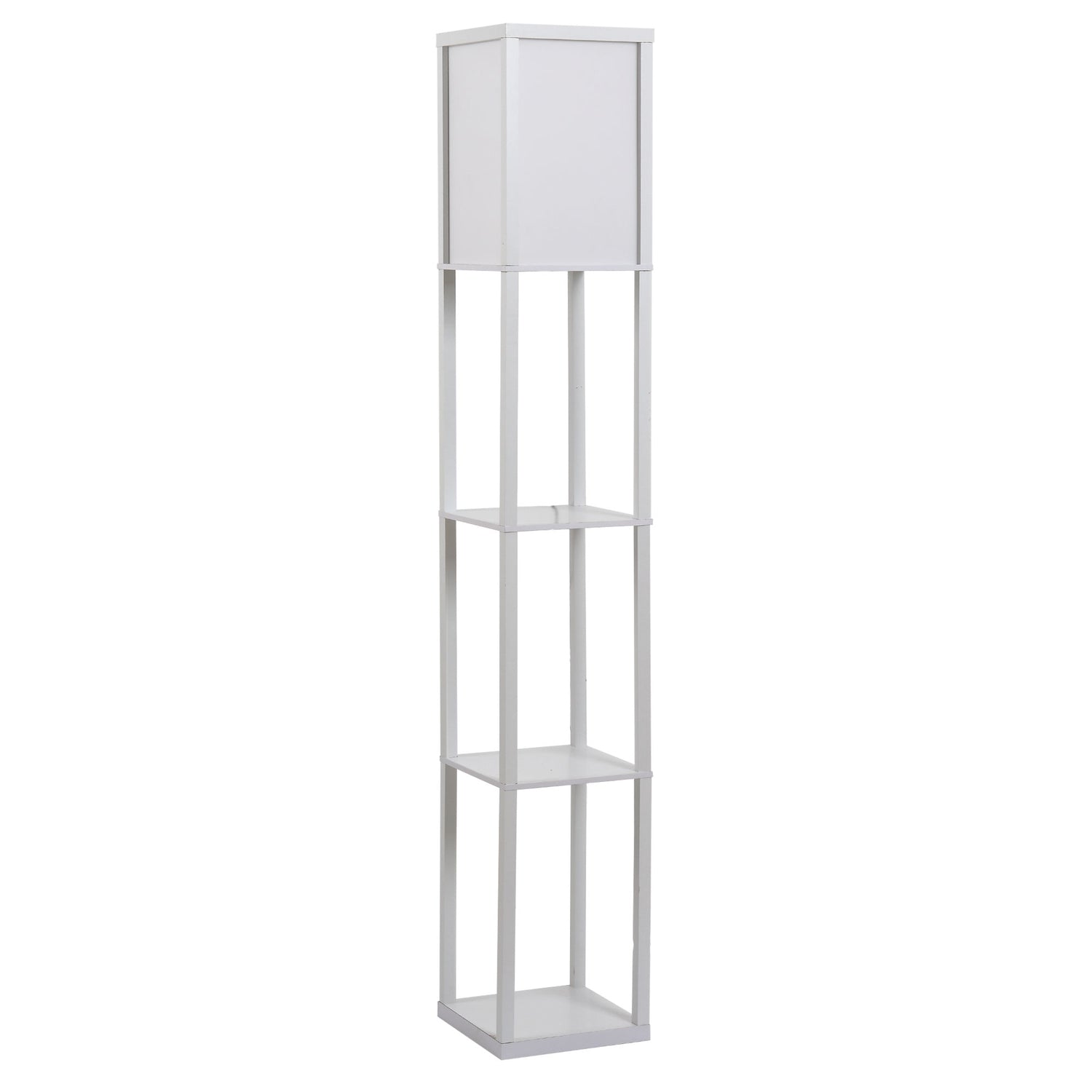 Golvlampa med 3 hyllor, E27 sockel, vit, 26x160cm