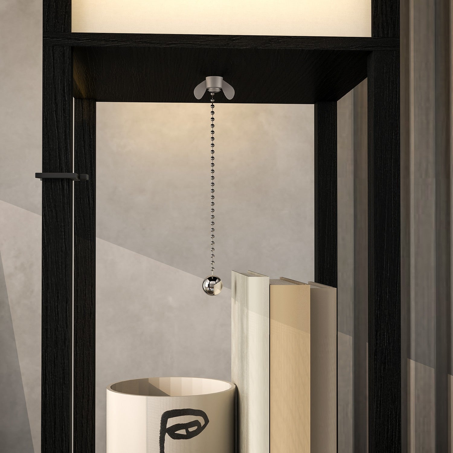 Golvlampa med tygskärm, USB-portar, vit & svart