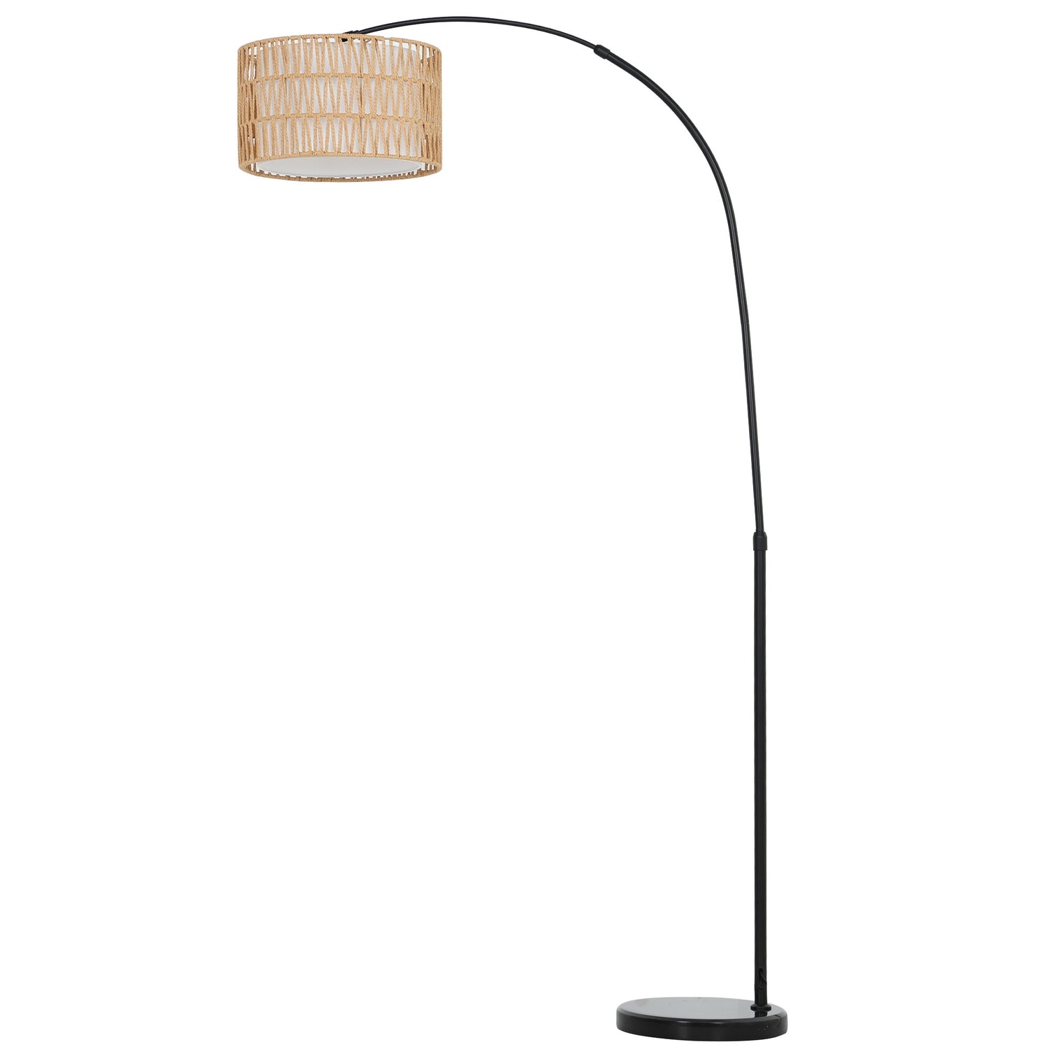 Justerbar svart golvlampa med linneskärm för vardagsrummet
