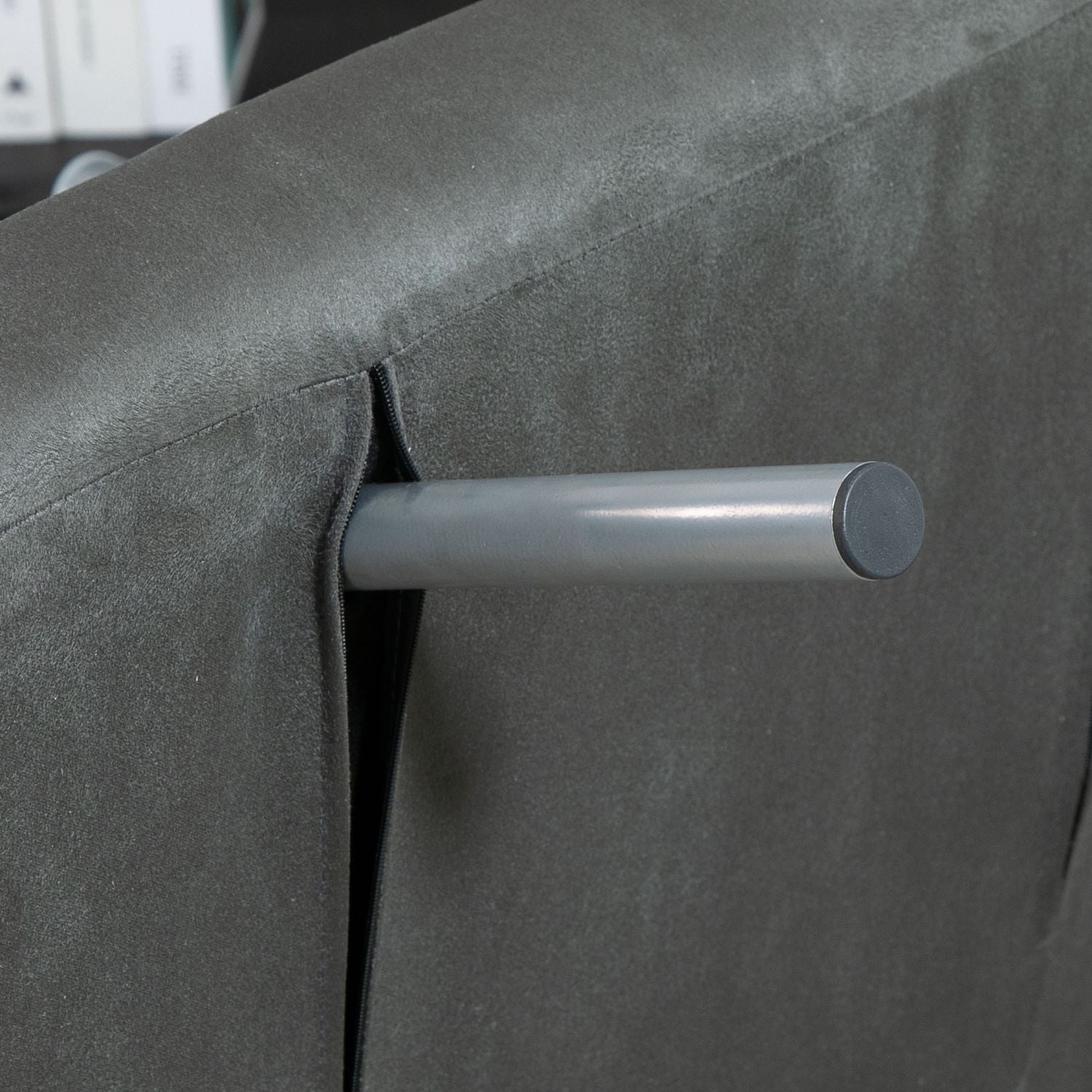 Grå bäddsoffa i konstläder – 3-i-1 gästsäng, schäslong