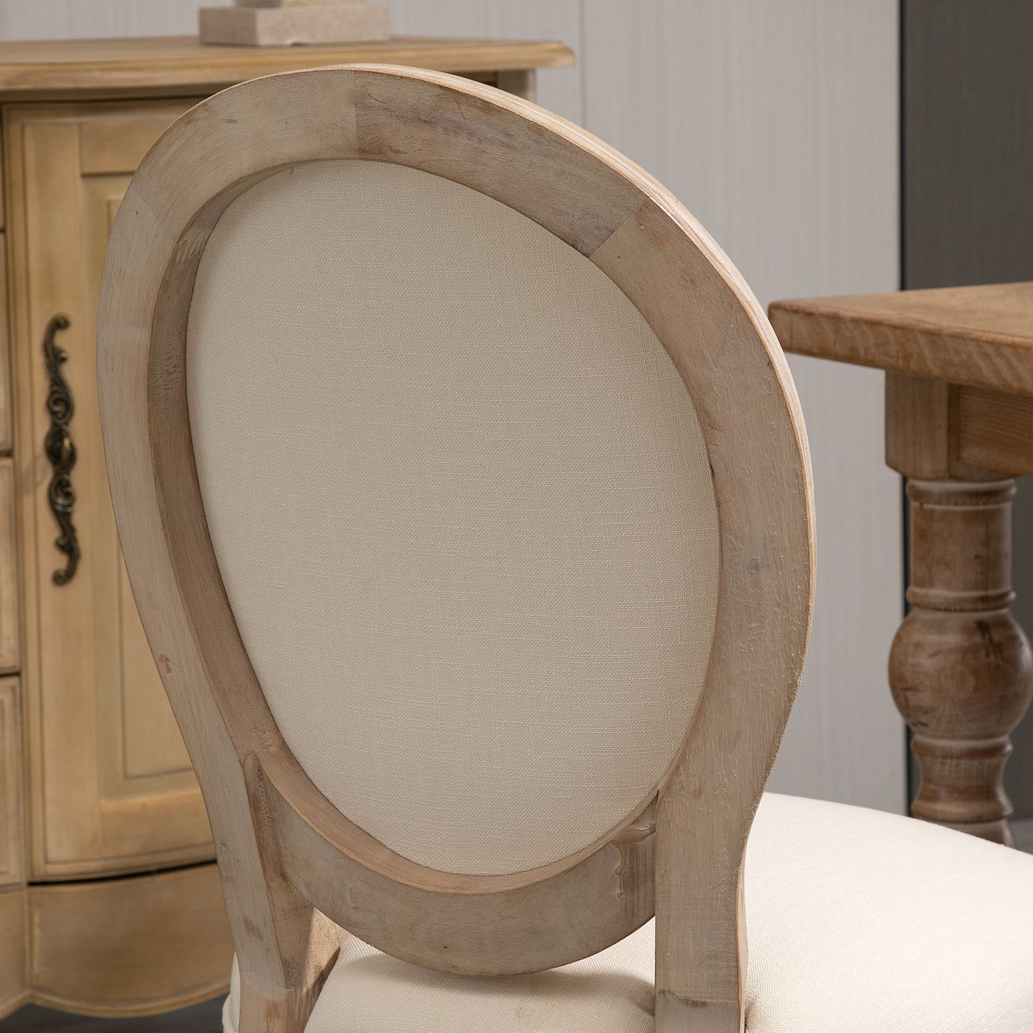 Gräddvita stoppade matstolar, set om 2 – Linen Touch