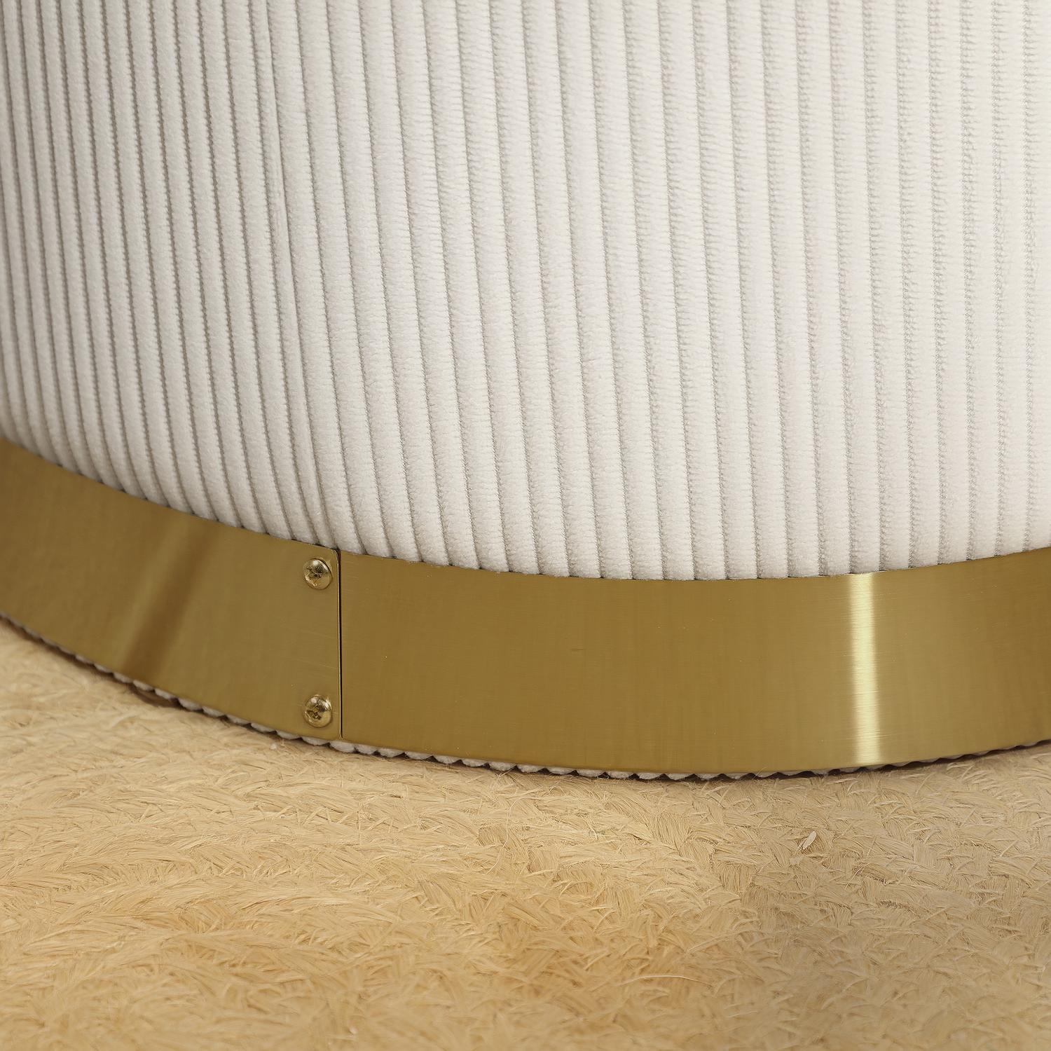 Gräddvit stoppad förvaringspall med stålbas