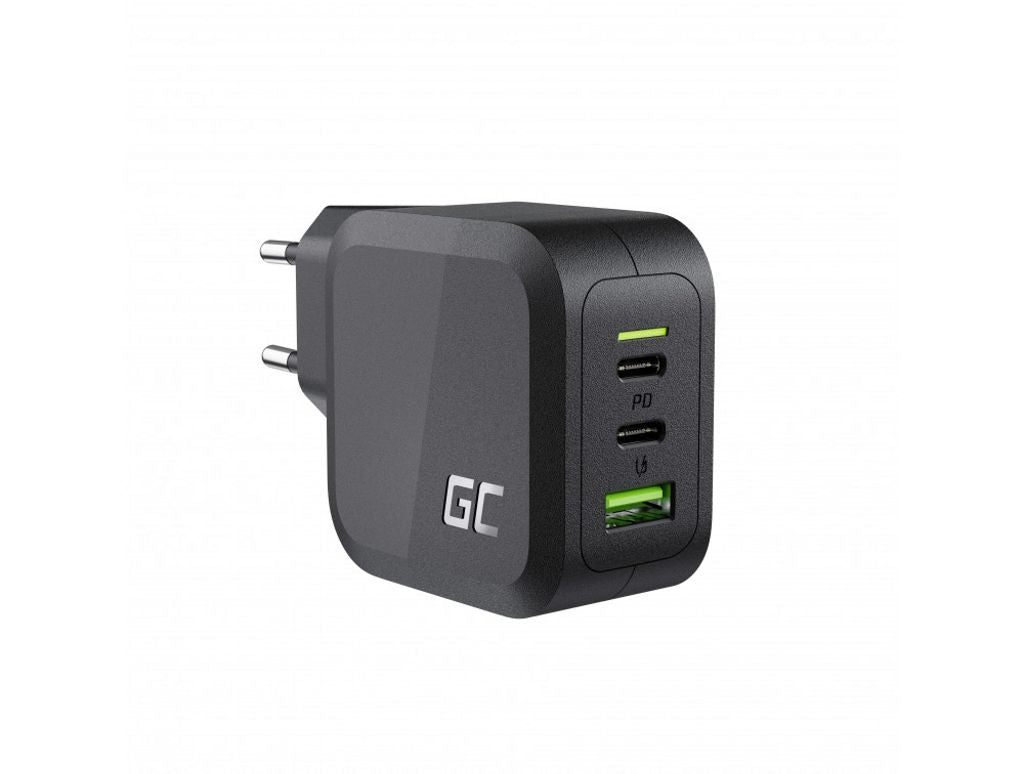 Green Cell PowerGaN 65W laddare 2x USB-C PD, 1x USB-A QC 3.0