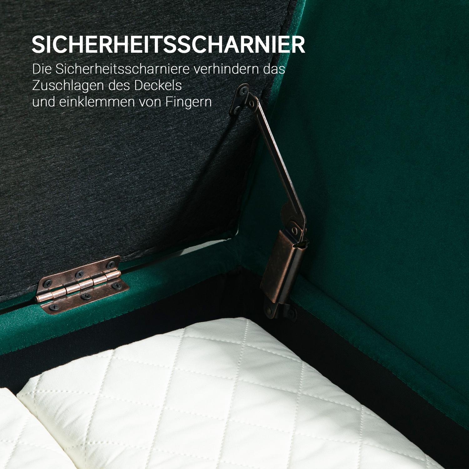 Green Velvet Förvaringsbänk med armstöd – 107 x 42 x 65 cm