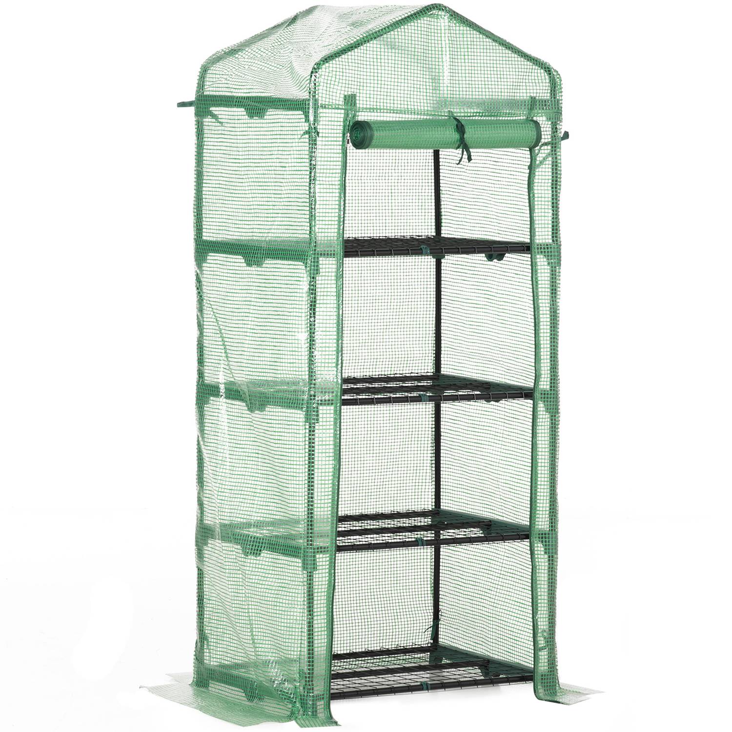 Kweekkas Cold Ram – 4 schappen, 70x50x160cm, groen
