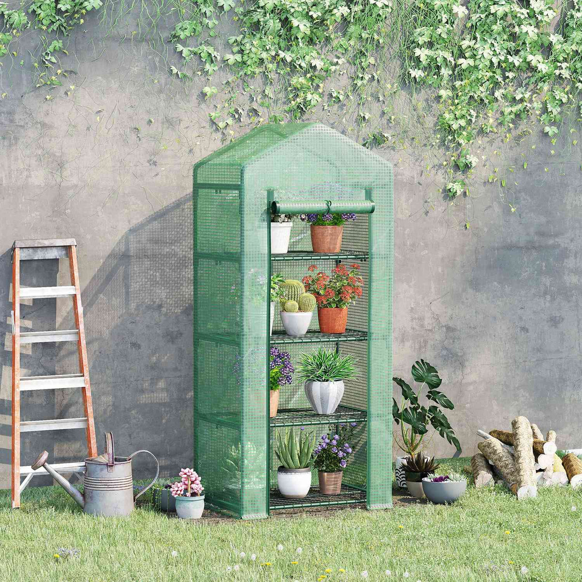 Greenhouse Cold Ram – 4 hyllor, 70x50x160cm, grön