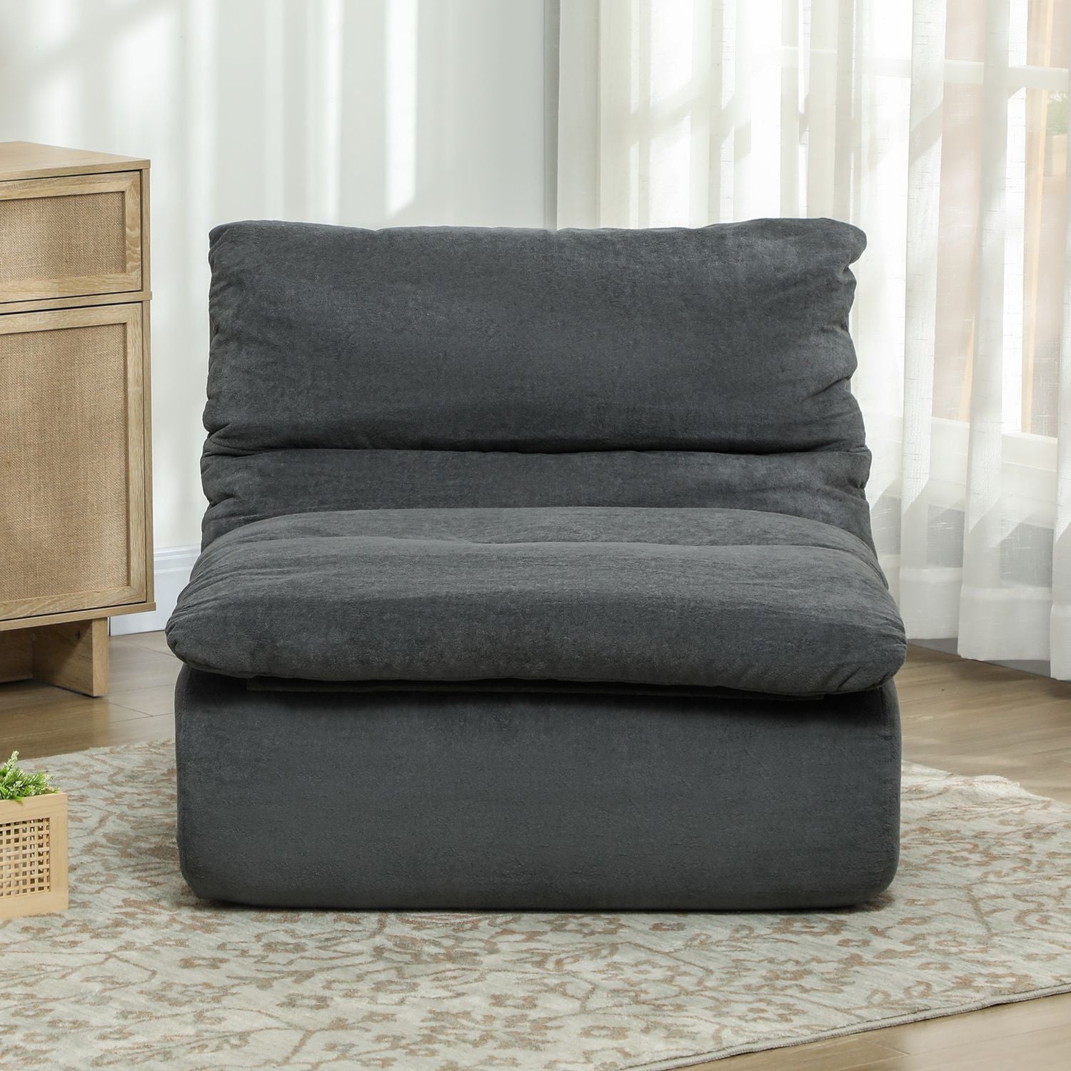 Grå golvstol – Ultra-High Density Foam, tvättbart överdrag