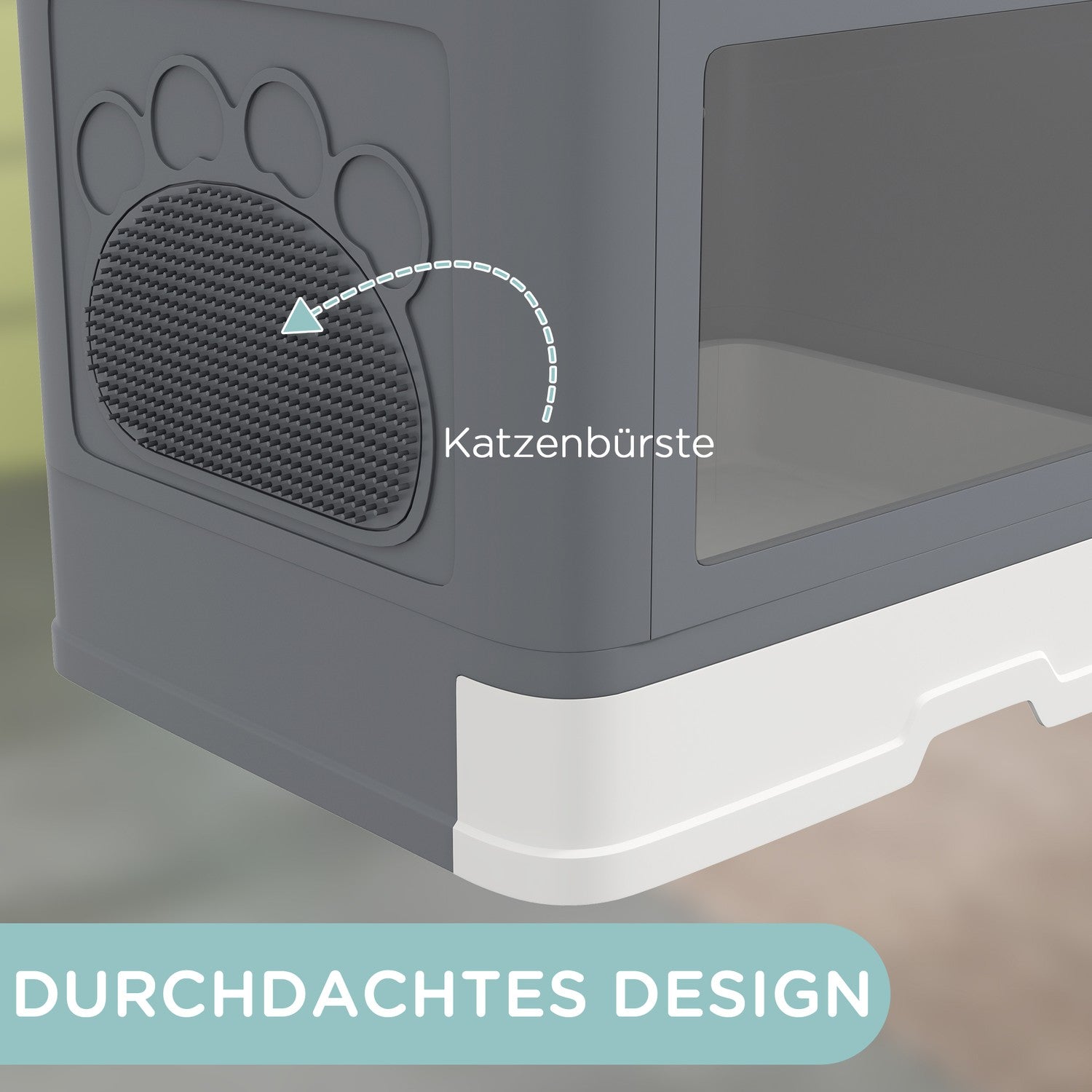 Grå kattsandlåda inomhus med lock och skopa, upp till 4 kg