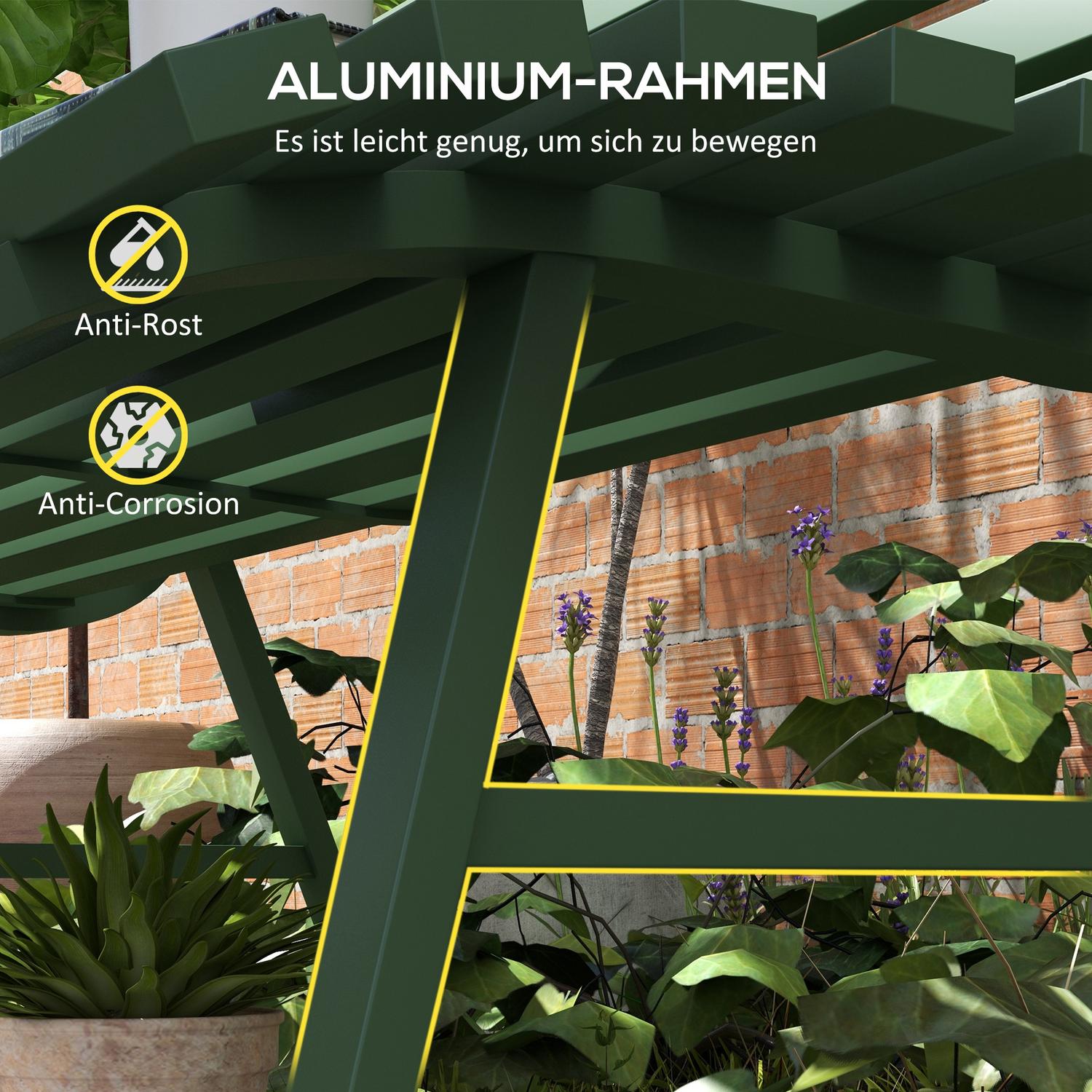Grön aluminium parkbänk – 2-sits med ryggstöd