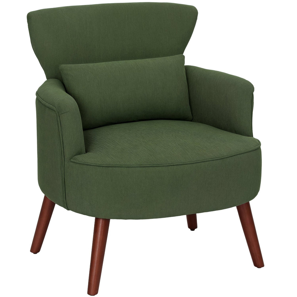Grön manchester Wingback stol – högdensitetsskum, 18 cm stoppning