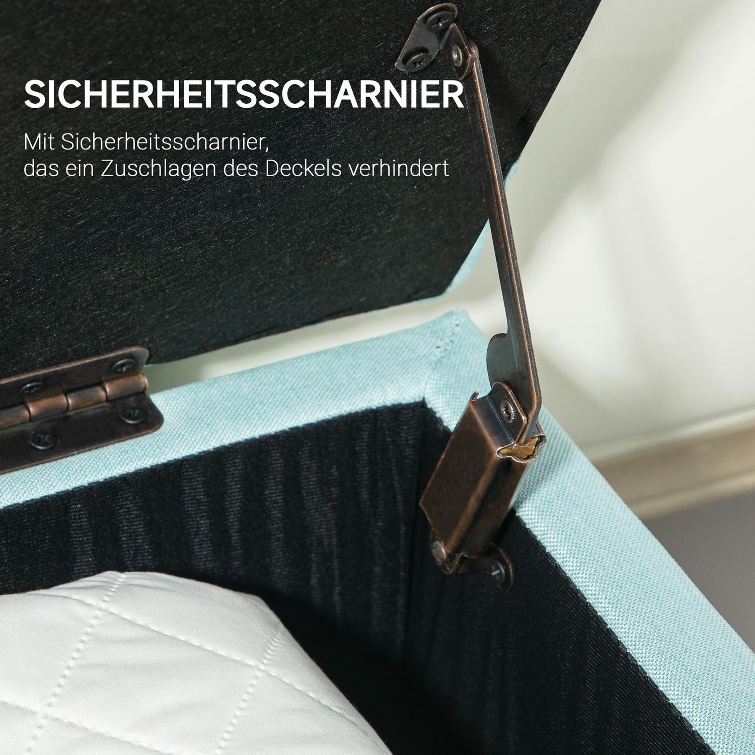 Grön stoppad förvaringsbänk – 100 x 40 x 44 cm