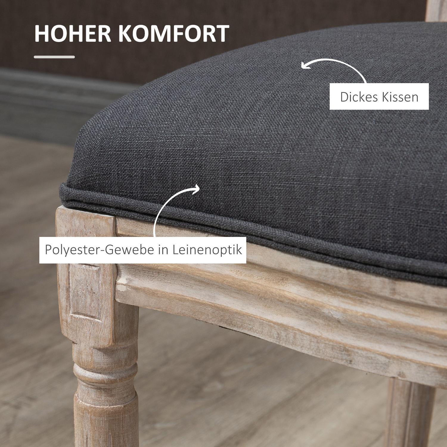 Grå stoppade matstolar, set om 2 – Rottingrygg, linnelook