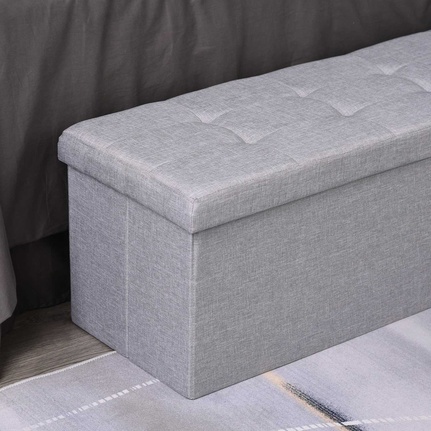 Grå stoppad förvaringsbänk, hopfällbar med avdelare