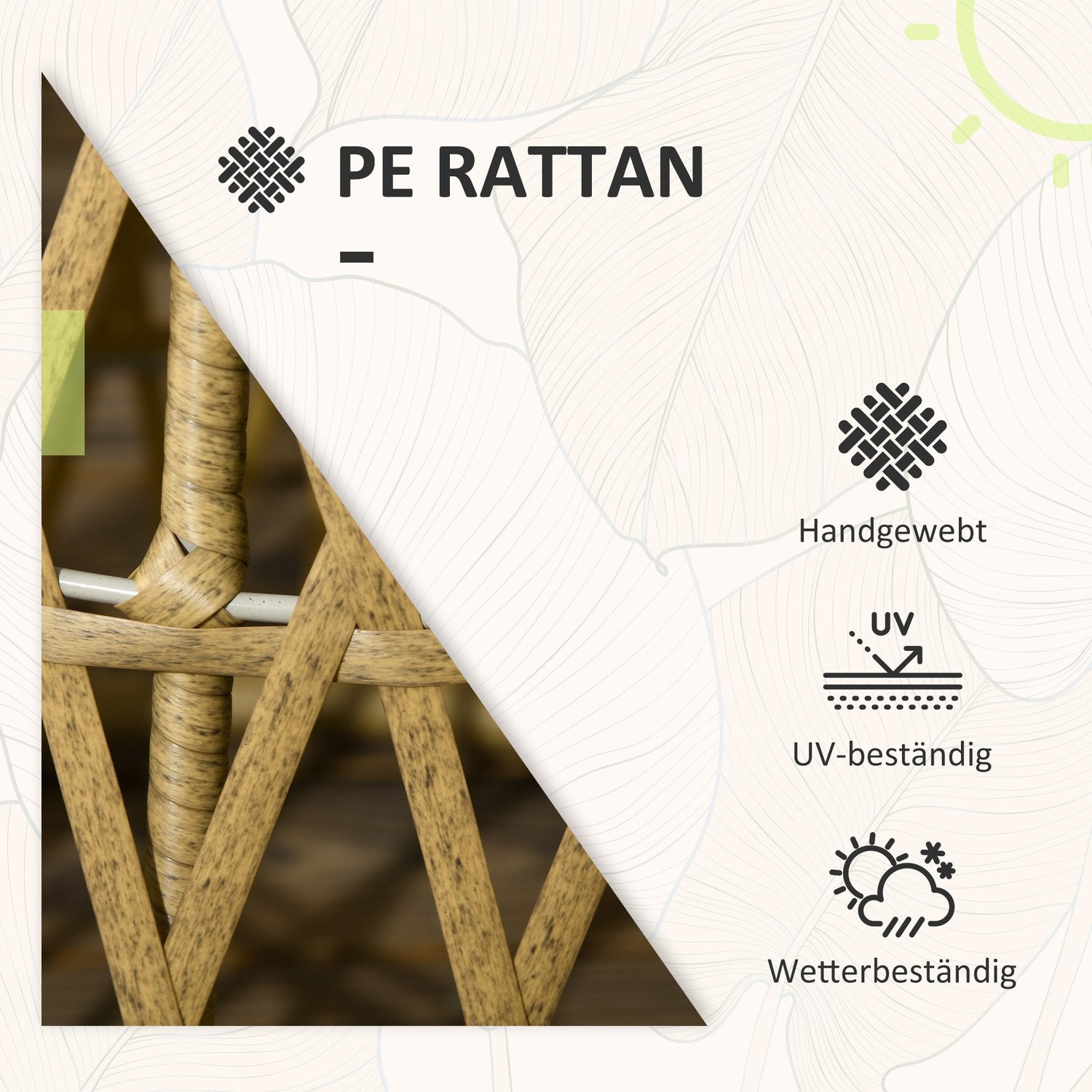 Gul 3-delad trädgårdsbistroset med kuddar