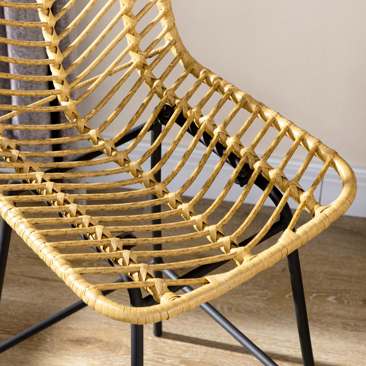 Gula stålbarstolar Set om 2 med ryggstöd, Boho Design