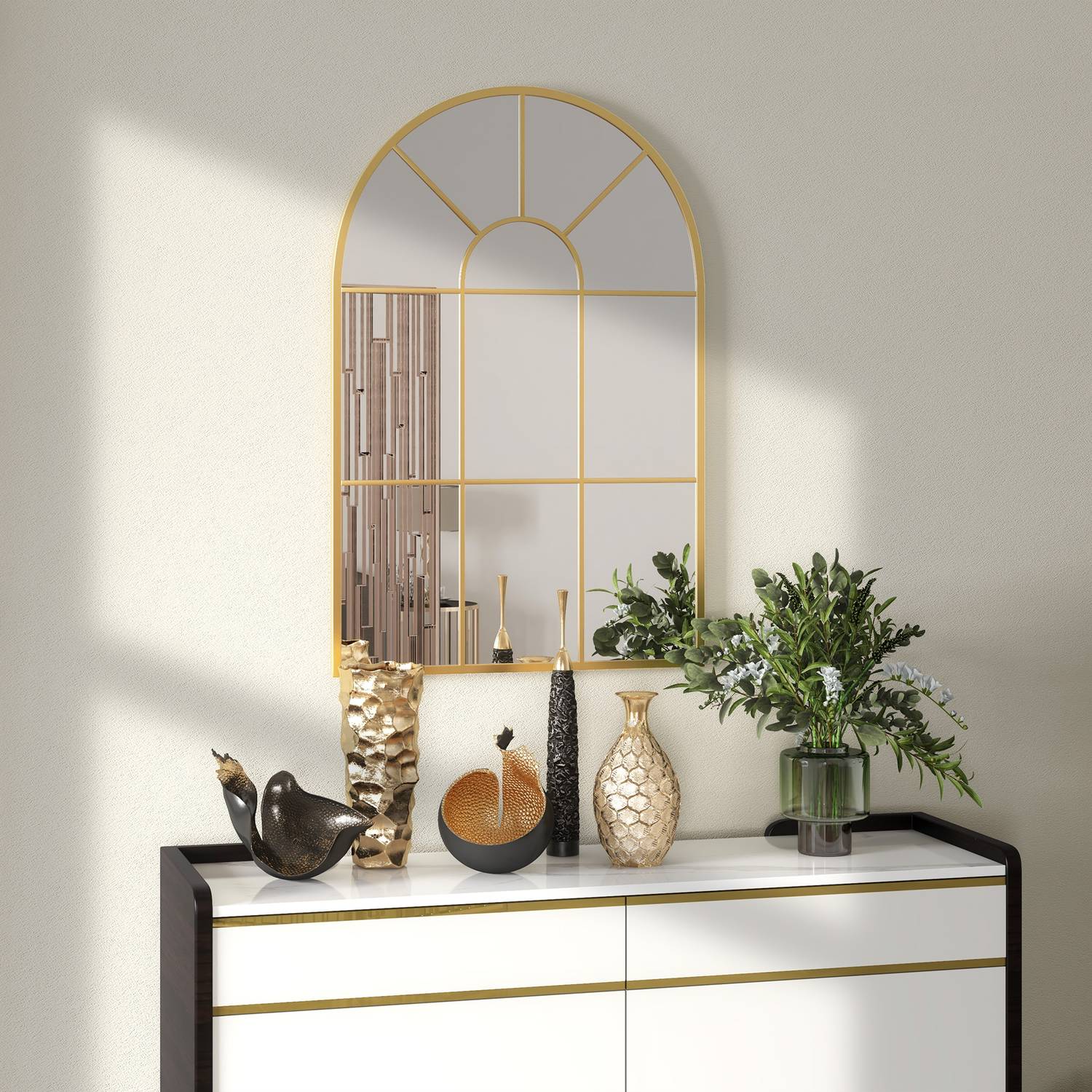 Guld dekorativ väggspegel – 91 x 60 cm, metallram