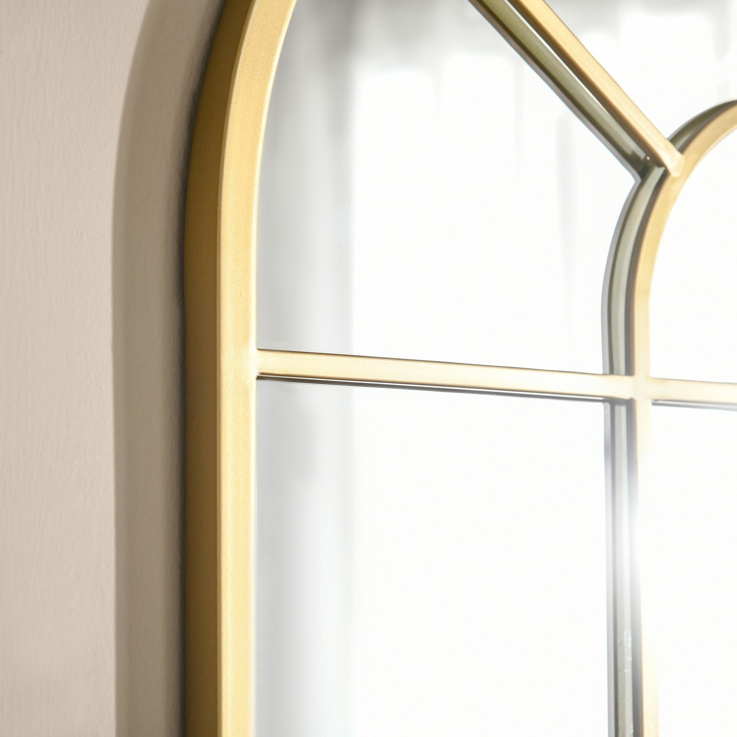 Guld hellängds väggspegel, 70x50cm, metallram