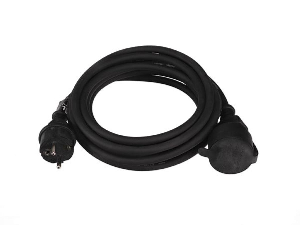 Gummiförlängningskabel - 5 M - Svart - 3G1.5 - Fransk Sockel
