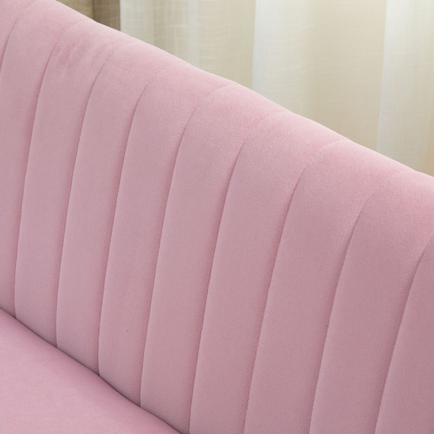 2-Sits Tygsoffa, Stoppad Soffa, Dubbelsoffa, Sittmöbler, Loungesoffa, Trä, Skum, Sammetsliknande Polyester, Rosa, 117 X 56,5 X 77 Cm